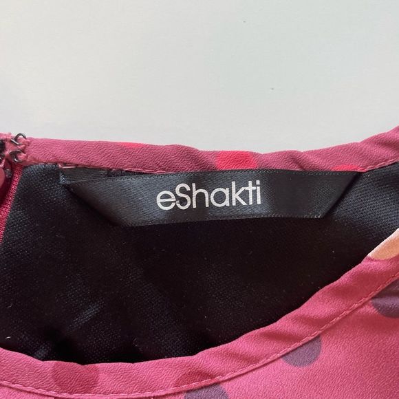 Eshakti Ruched Polka Dot Print Crepe Belted Dress Sz XL - Picture 8 of 13